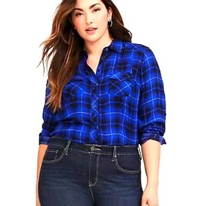 NWOT Torrid Blue Button Up shirt